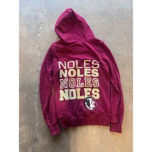 Y2K College Classics FSU Florida State Seminoles Zip Up Hoodie Maroon Rhinestone